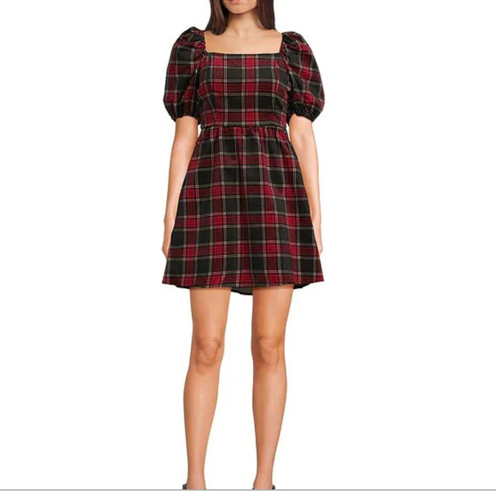 Copper Key‎ Plaid Puff Sleeve velvet girl’s Kids Dress Sz 6X